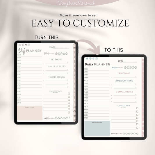PLR ADHD Digital Planner | ADHD Planner Editable in Canva