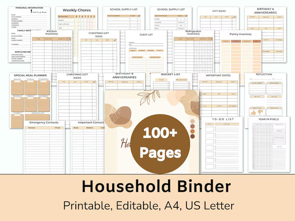 Home Binder, Household Binder, Home management Binder, Life Organizer, In Case Of Emergency Binder, Medical Binder, Family Planner, Digital