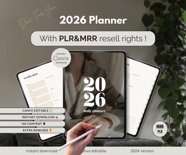 2026 digital planner, PLR Planners, MRR Digital Planner, Plr Journal, Plr Digital Product, Dfy Content, Plr Notebook, Mrr Digital Products